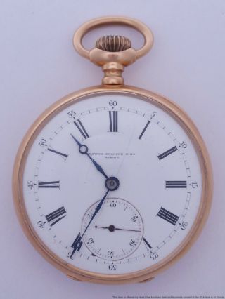 18k Rose Gold Antique Patek Philippe 1884 Running Pocket Watch