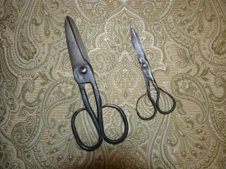 2 Vintage Egyptian Hand Forged Butterfly Shape Scissors Shears 5 " & 7 "