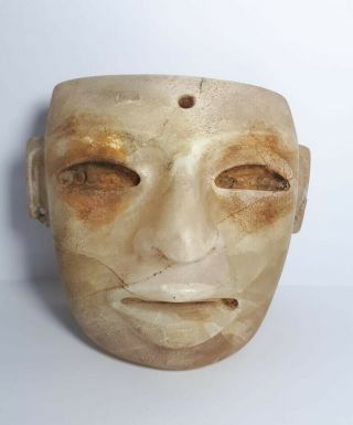 Pre - Columbian Teotihuacan Alabaster Mask From Mexico.  Ca.  700 Ad.