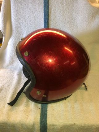 Vintage 60s 70s Red Sparkle Motorcycle Helmet Racing Man Cave Drag Race V8