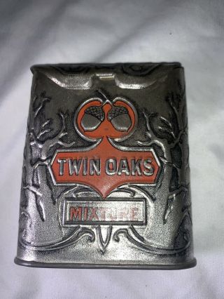Twin Oaks Tobacco Tin Vertical Pocket Vtg Old Antique