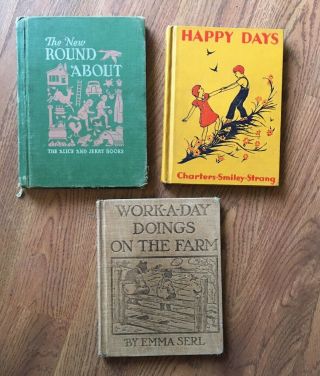 3 Vintage Early Reader Homeschool,  Alice & Jerry,  Happy Days,  Work - A - Day