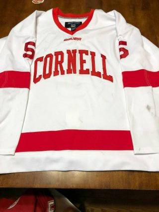 Cornell Home Game Worn Hockey Jersey 5 Worn By Nuttle Bauer 52 Nobr 17/18 Echl