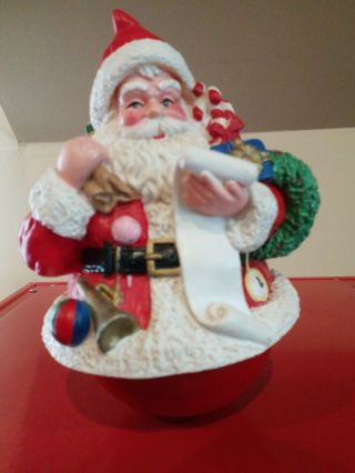 Vintage Roly Poly Musical Santa Claus 7 - 1/2 " Plays Santa Claus Is Coming To Town