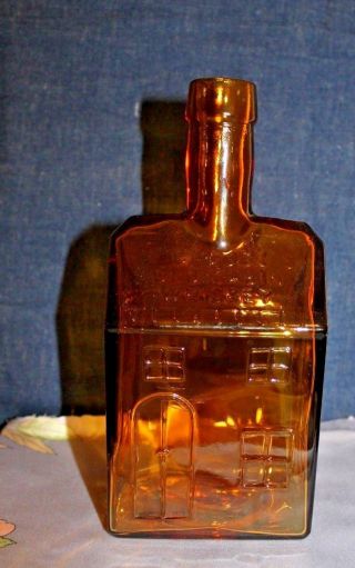 Vintage Brown Glass Old Cabin Liquor Whiskey Bottle Walnut St.  Philadelphia Pa