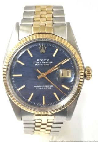 Vintage 18k Gold Ss Rolex Datejust 1601 Mens Strong Running Watch To Restore