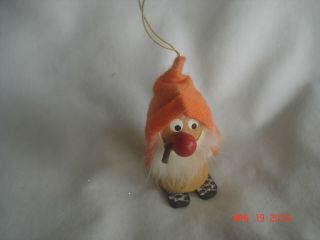 Cute Vtg.  Kurt S.  Adler Wood Troll Gnome Christmas Ornament Japan W/ Label