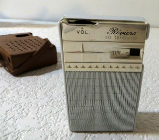 Vintage Riviera 6 Transistor Radio Model Rv62 W/ Case - For Parts/not