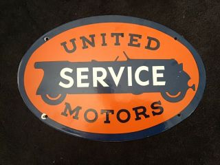 Vintage United Service Motors Porcelain Sign Gas Oil Service Station Pump Plate