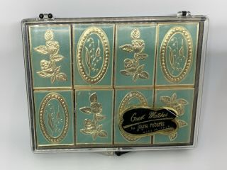 Vintage Set Matchboxes Italy Case Jayne Roberts Wood Wax Match Box Advertising