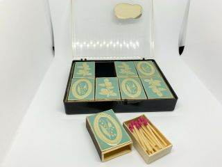 Vintage Set Matchboxes Italy Case Jayne Roberts Wood Wax Match Box Advertising 2