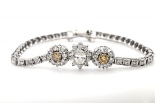 Antique 1950s $10,  000 4ct Oval Cut Diamond Fancy Yellow 14k Gold Tennis Bracelet