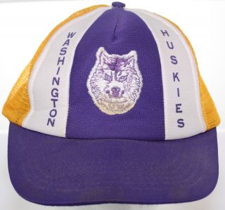 Vintage Washington Huskies Lucky Stripes Trucker Hat Purple & Gold Snapback Cap