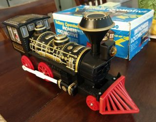 Sears Pioneer Locomotive Vintage Japan Tin Toy Bump N Go Metal Train W/ Box