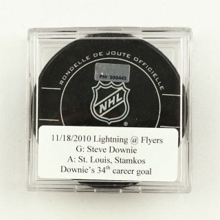 2010 - 11 Steve Downie Tampa Bay Lightning Game - Goal - Scored Puck - St.  Louis A
