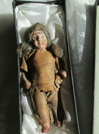 Antique Native American Indian Porcelain Doll W/leather Clothing