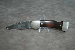 Vintage Western Usa S522 Folding Lockback Knife With Pheasant Etch