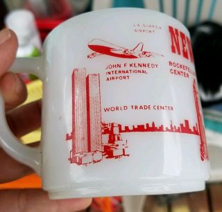 York City Federal Glass Souvenier Mug Vintage 1970s Milk Glad Wtc