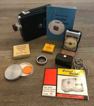 Vintage Mid 1940s Cine - Kodak Eight Model 25 8mm F/2.  7 Lens W/ Exposure Meter
