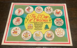 Vintage 12 Days Of Christmas Ornaments Trim A Tree Hand Painted Glass Hong Kong