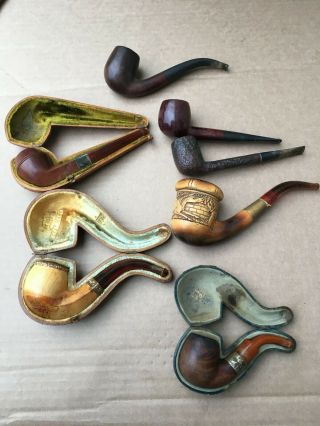 7 Vintage Antique Smoking Pipes Globe Brand,  Crf Best Make,  Yello - Bole,  Etc.