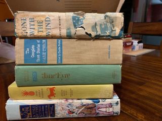 5 Vintage Books Gone With The Wind,  Jane Eyre,  Swiss Family Robinson,  Etc