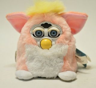 Vintage 1999 Pink And White Yellow Hair Furby Baby Tiger Electronics With Tags