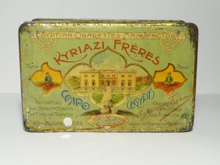 Kyriazi Freres Green Cigarette Tin 100 Size Caire Egypt 1910s
