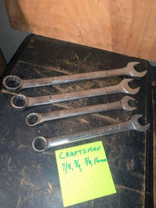 4 Vintage Craftsman Double End Usa Box Wrenches 7/8,  3/4,  5/8,  16mm.