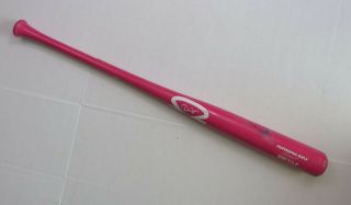 Giovanny Urshela Game Cracked Bat Mothers Day Pink 2016 Aaa Yankees
