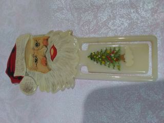 Vintage Hand - Painted Plastic Bookmark Santa Face,  Christmas Tree