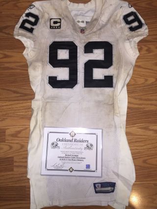 2011 Richard Seymour Oakland Raiders Game Worn Jersey Chargers Matched Hof?
