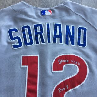 2007 Alfonso Soriano Chicago Cubs Game Worn Signed Autographed Jersey Auto 3
