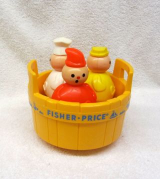 Vtg 1970 Fisher Price 3 Men In A Tub Toy Butcher Baker Candlestick Maker Bath