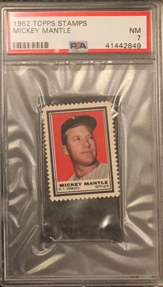 1962 Topps Stamps Mickey Mantle Psa 7 York Yankees