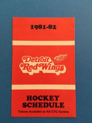 1981 - 82 Detroit Red Wings Hockey Pocket Schedule Vintage Galligans