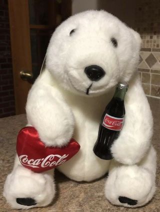 Coca Cola White Polar Bear With Coke Bottle And Red Coca - Cola Heart Vtg 1993 Tag