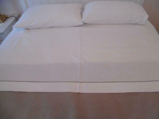Huge Vintage French Metis Linen Sheet With Ladder Edge - 228cm X 300cm (a4)