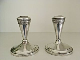 Vintage Pair Sterling Silver Weighted Console Candlesticks Candle Holders
