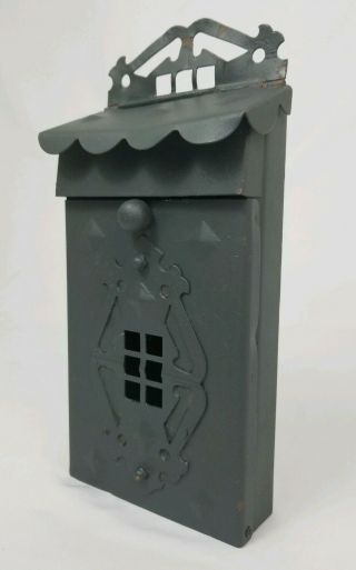 Vintage Mail Box Cast Iron Metal Ornate Wall Mount 12 "