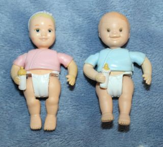 Fisher Price Loving Family Vintage 1998 Poseable Twin Babies Boy Girl Figures