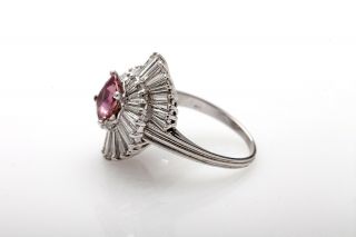 Antique 5.  60ct Natural NO HEAT Pink Sapphire CERTIFIED Diamond Platinum Ring 3