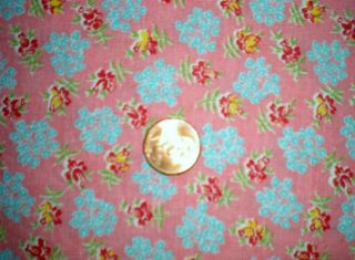 FLORAL on PINK Full Vtg FEEDSACK Quilt Sewing DollClohtes Craft Cotton Fabric 2
