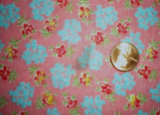 FLORAL on PINK Full Vtg FEEDSACK Quilt Sewing DollClohtes Craft Cotton Fabric 3