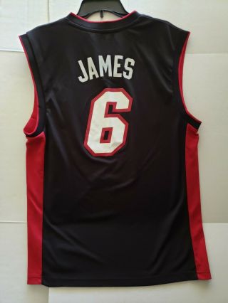 Rare Adidas NBA Miami Heat LeBron James 6 Jersey Black Red Mens Medium 2
