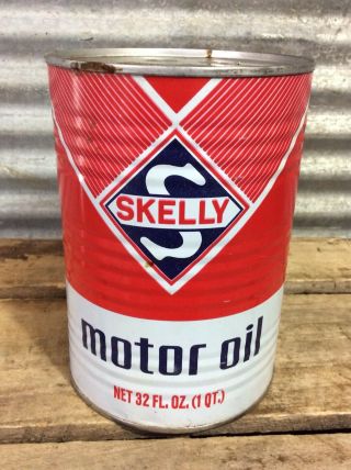 Skelly Sae 30 Motor Oil 1 Us Quart Empty Metal Can Vtg 50s 60s Gas Station
