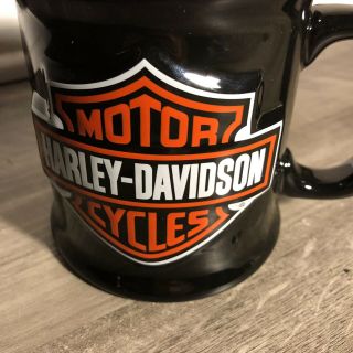 Harley Davidson Mug Large Coffee Cup 3D Embossed Harley Logo Black Orange 3