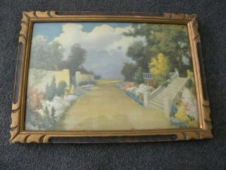 Vintage Floral Scene R Atkinson Fox Small Print With Frame