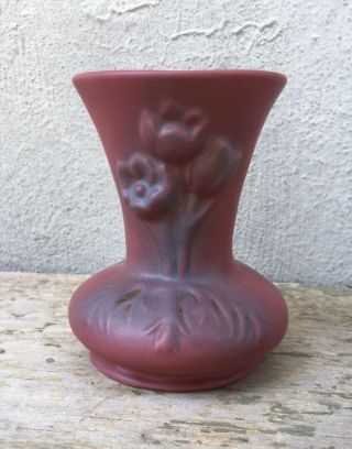 Vintage Van Briggle Tulip Art Pottery Vase Mulberry 4.  75”