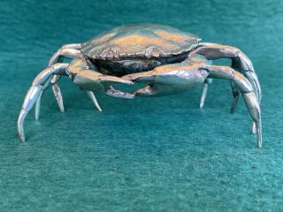 Collectible Sterling Silver 925 Crab Snuff Box/ Salt Cellar Figurine.